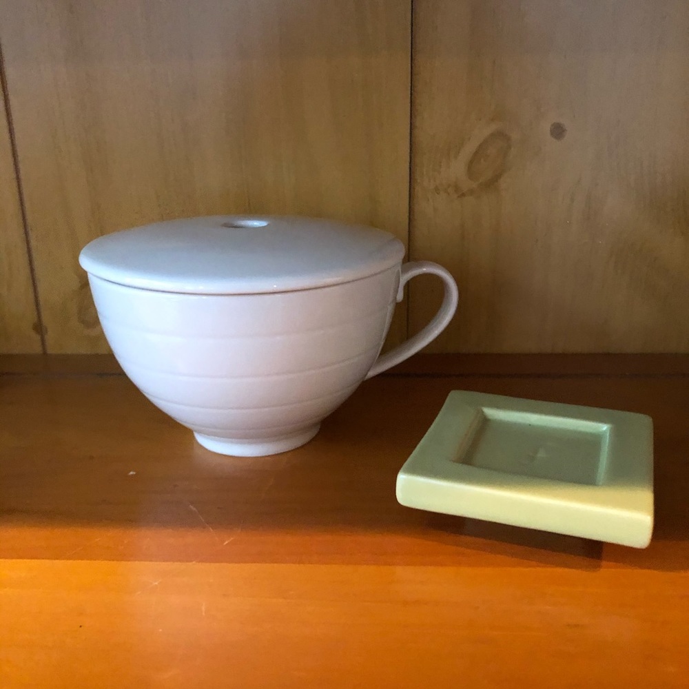 Tea Forte cafe cup, lid and tea tray